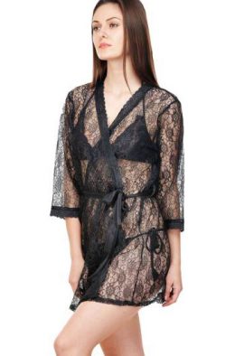 Seductive Sheer Mesh Lace Robe