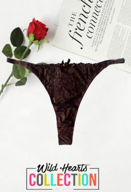 H & M floral Emroidered Black Thong
