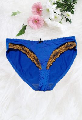 Snazzy Blue Lace Trim Full Coverage Panty