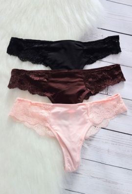 Snazzy Flirty Lace Tanga Thongs (3 Pcs)