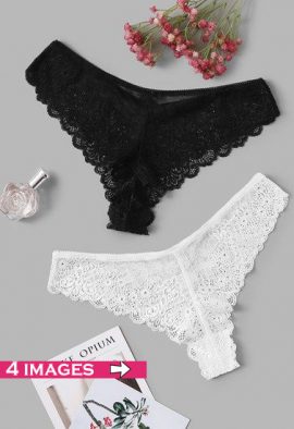 Snazzy Value Pack Of 2 Black & White Lace Hipster
