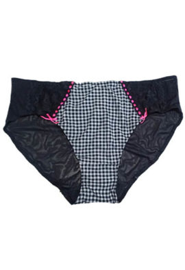 Kayser Women Black Front Black & White Checkered See Through Back Hipster Panty