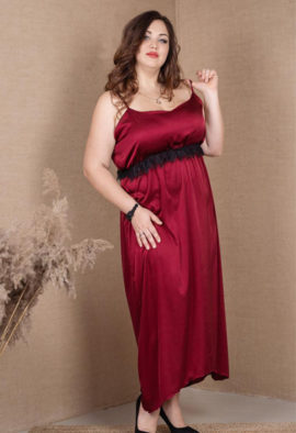 long Plus size nightgown Burgundy color