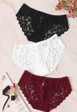 3 pack Lace Flowers hipster Underwear Panties