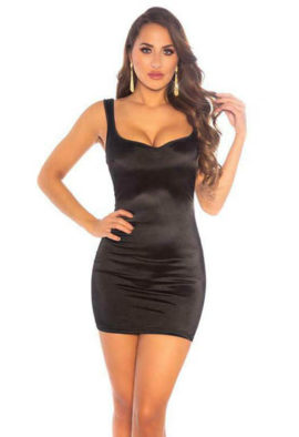 SILKY SATIN BLACK BODYCON DRESS z