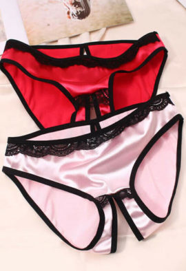 2 Pack silk satin crotch less bikini pantie