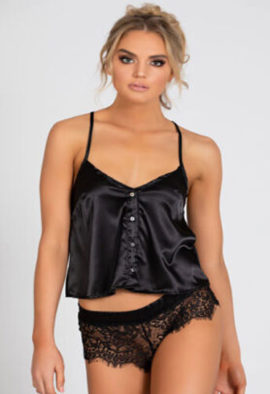 Ladies' Erotic Satin Tops & Lace Panties Sleepwear