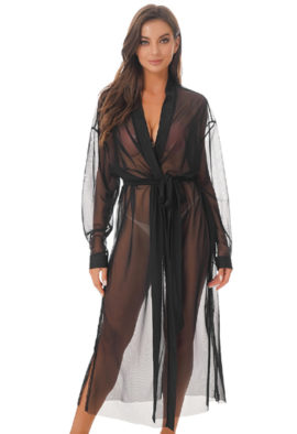 Ladies' Mesh Lace See Through Bathrobe