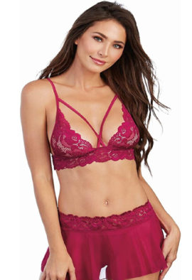 Beautiful Galloon Lace Bralette Mesh Skirt set