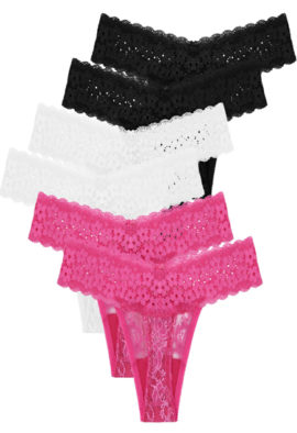 Sexy Floral Lace Thong Panties Pack